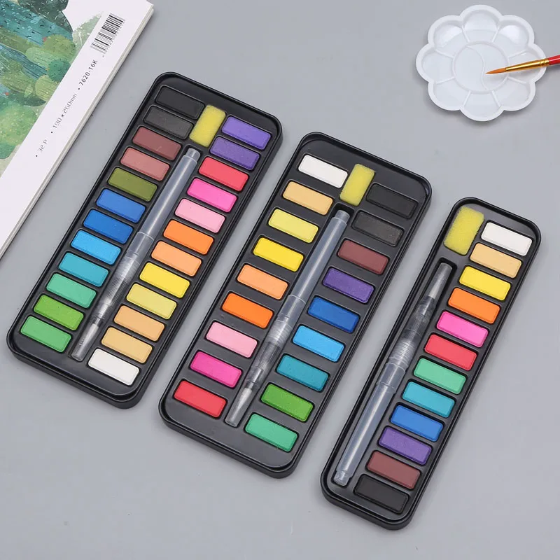 

CHENYU 12/18/24 Colors Solid Watercolor Paint Set Portable Water Color Drawing Brush acrylic Professional Painting Art Supplies