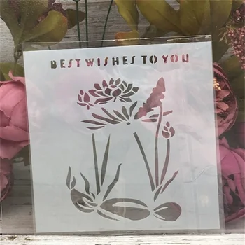 

15*15cm Best Wishes Lotus DIY Layering Stencils Wall Painting Scrapbook Coloring Embossing Album Decorative Template