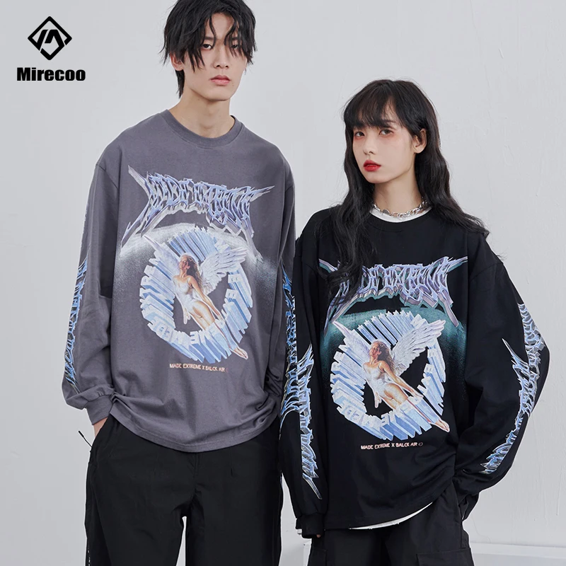 2020 хипстерский винтажный свитшот с надписью ангела Мужская Уличная одежда