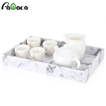 

Marble Pattern Perfume Jewelry Storage Tray Desktop Snack Key Organizer Cake Plate Small Night Stand Tray for Dresser Vanity
