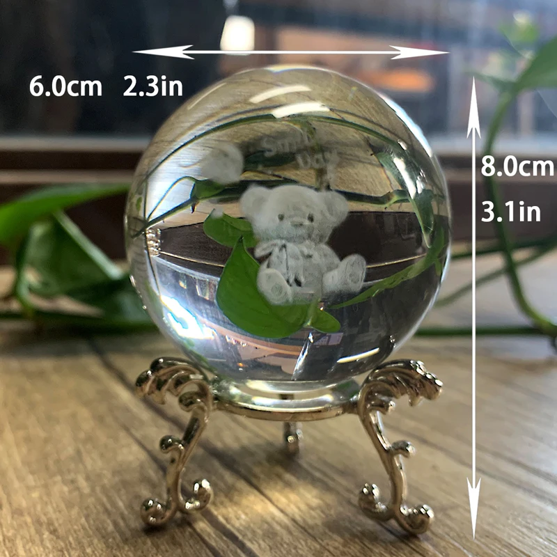 H& D 9 видов стилей 3D лазерный хрустальный шар с гравировкой фигурки 60 мм целебный стеклянный шар Сфера коллекционный домашний свадебный Декор подарок ремесло