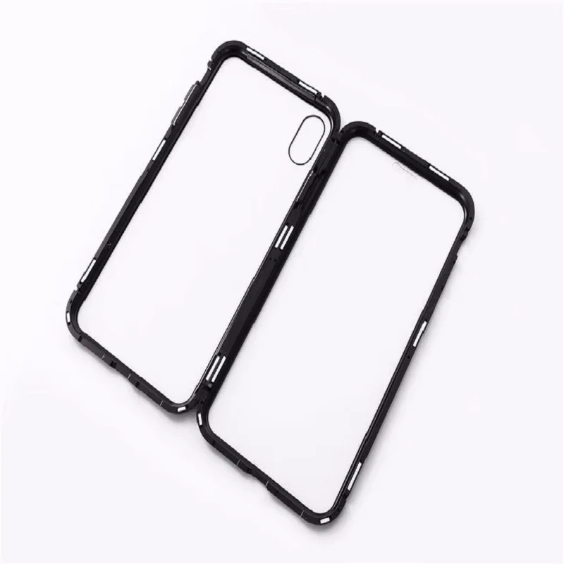 Magnetic Adsorption Case Luxury Back Full Cover Case Metal Magnetic Double sidedGlass phone case for Apple XS X XR 78 flip Cover