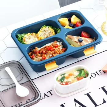

1pc Compartment Lunch Box Portable Practical Convenient Bento Box Lunchbox Meal Container for Officer Students Workers