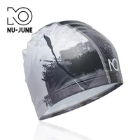 Nujune High Elastic Swimming Caps Adult Waterproof Stretchable Comfortable Ear Hair Protection Summer Pool Bathing Hat 2