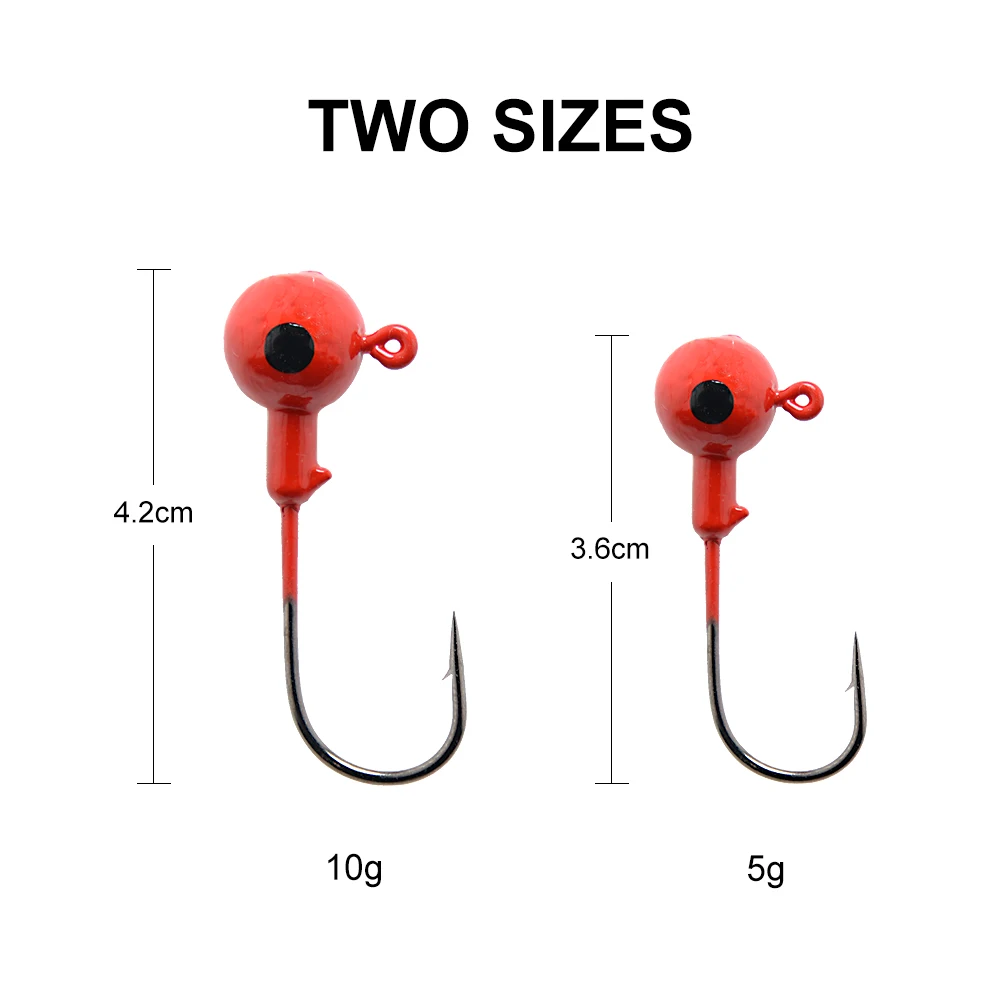

5pcs Lead Head Jig Bait Fishing Hooks 5g 10g Hook Soft Worm Special fishing hooks jig pike fishing accessories