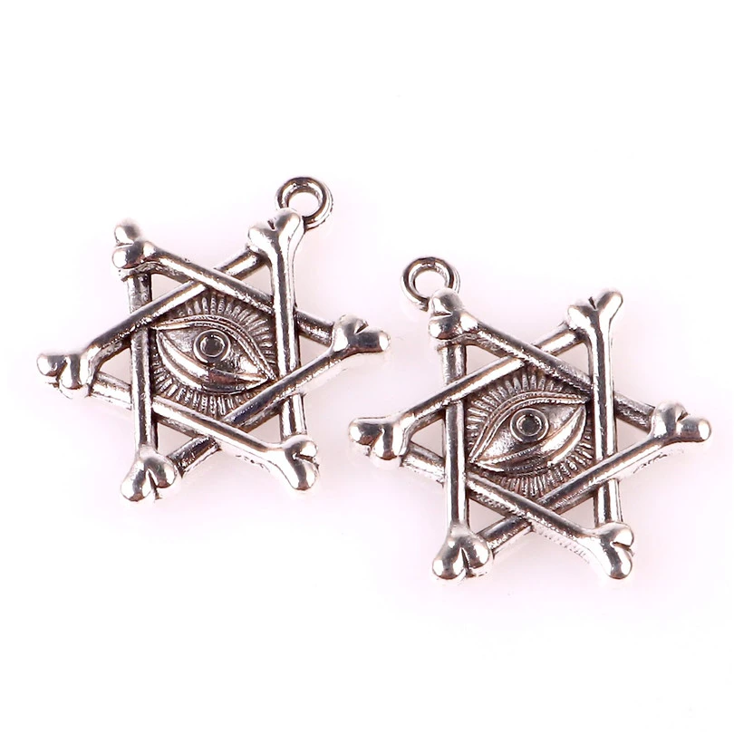 10pcs DIY Five-pointed Star Beads Charms Tibetan Silver Alloy Pendant Necklace 