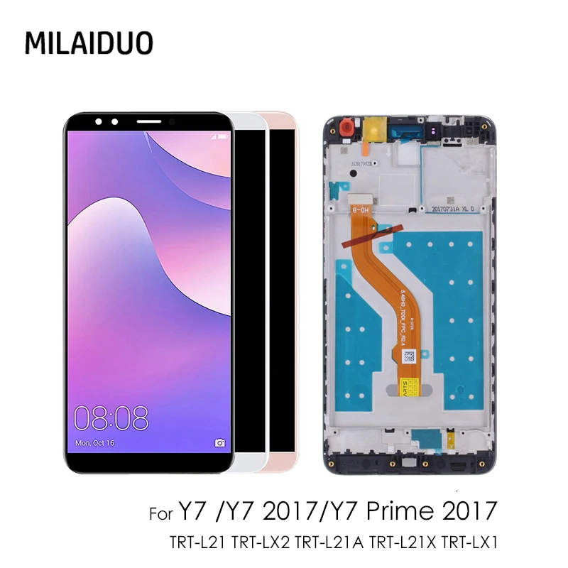 LCD Display For HUAWEI Y7 2017 Prime Touch Screen Digitizer Huawei With Frame TRT-L21 TRT-LX1 | Мобильные телефоны и