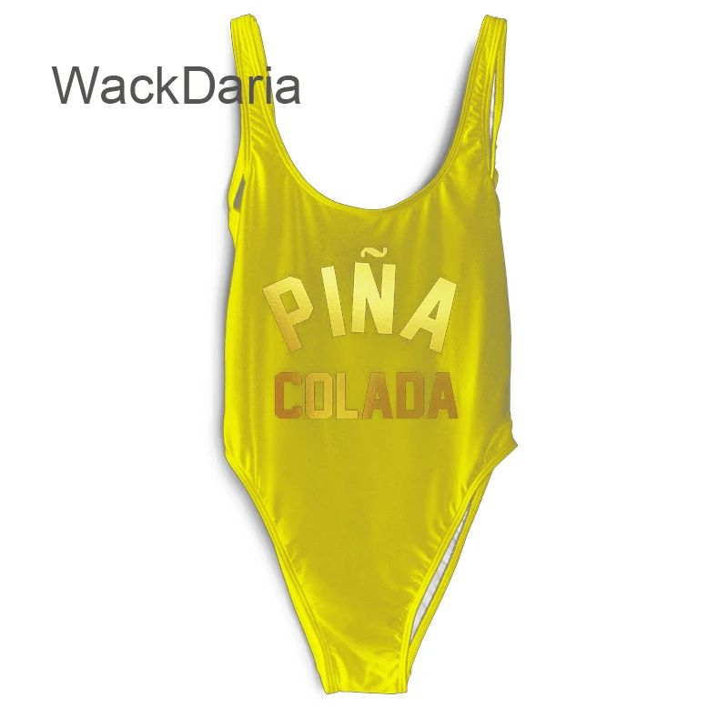 Pina colada Lettering 14 цветов Цельный сексуальный купальник Одежда для купания плавательный костюм комбинезон сексуальный купальник с буквенным принтом комбинезоны