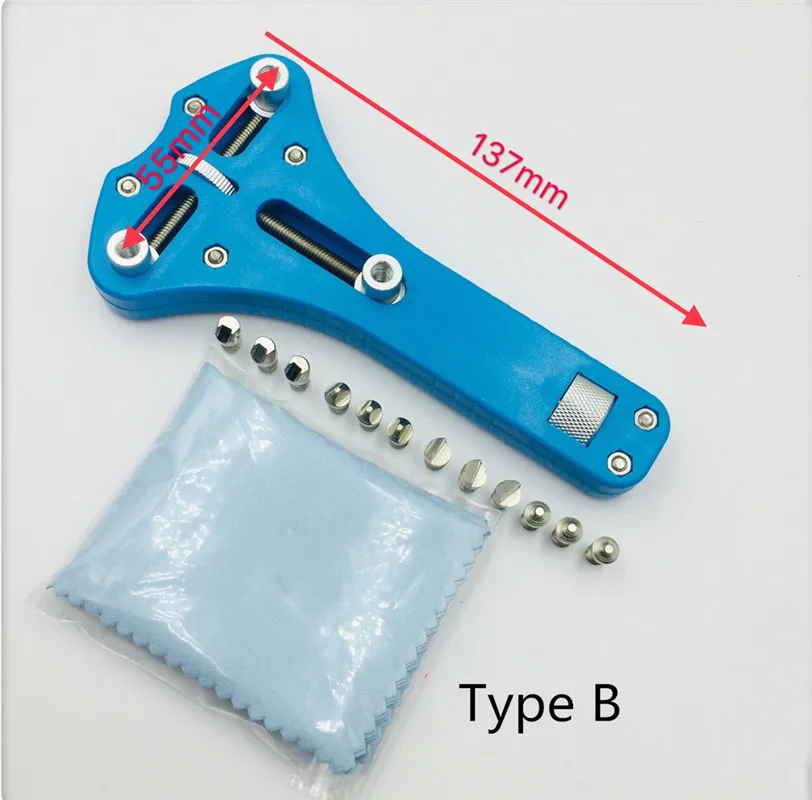 Universal Watch Back Case Opener Die Alloy Watchmaker Repair Tool Adjustable Watch Back Case Three-leg Opener with 12 Pins