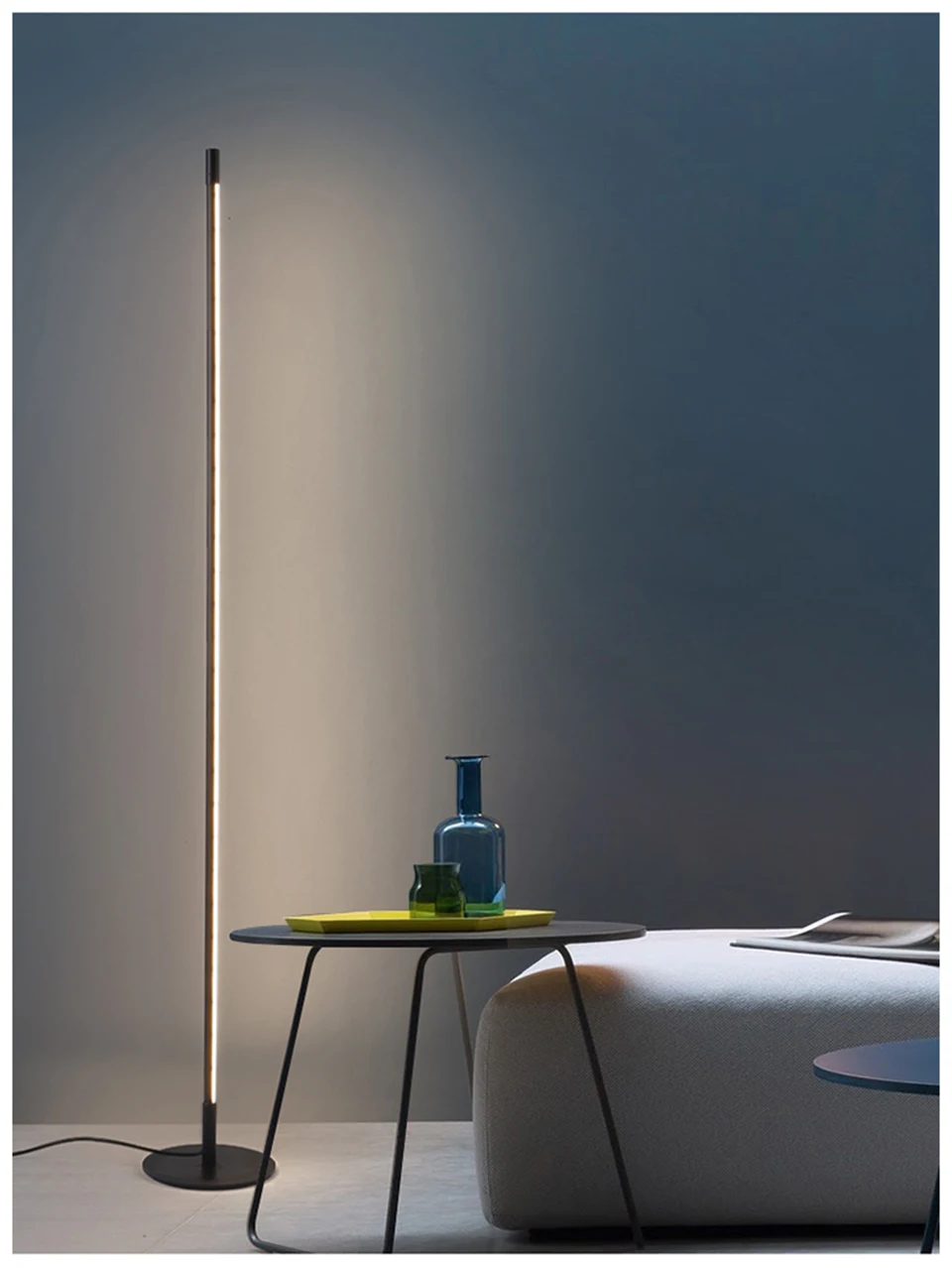 Mondern светодиодный напольный светильник с вертикальной полоской и круглой палкой, напольный светильник для спальни, художественный Декор для гостиной, атмосферный напольный светильник, светильник