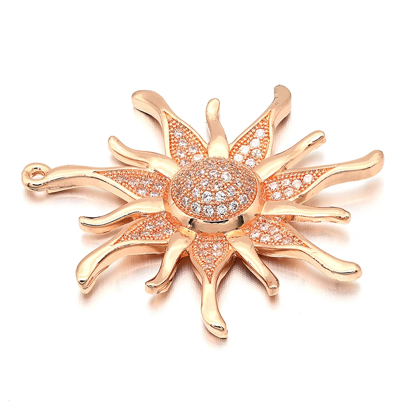 CZ crystal gold color Sun flower Charms Pendants For women DIY Jewelry making findings supplies VD286 crystal pendant