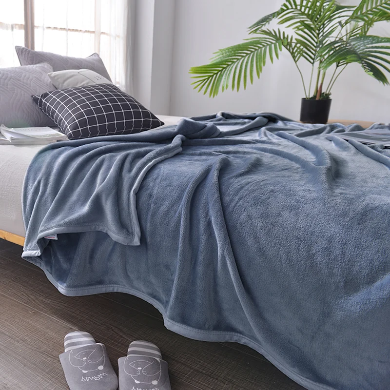 

Warm Blanket rong tan zi Solid Color Thick Autumn And Winter Coral Fleece Double Single Siesta Blanket Sofa Blanket