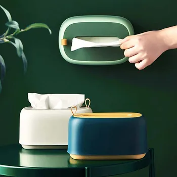 

Pure Color Tissue Box Household Coffee Table Tissue Box Creative Cute Multifunctional Plastic Box Storage Container Organizer