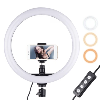 

24W Photography LED Selfie Ring Light 2700-5500K Dimmable Camera Phone Ring Lamp With Stand Tripods For Makeup Video Live Studio