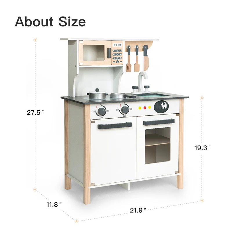 Solid Wood Play Kitchen Set 4 Little One