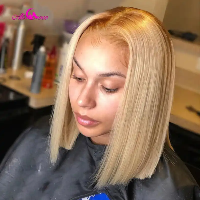 Короткие парики Ali Coco 1B 27 из человеческих волос на сетке спереди Wigs13x4 медовые