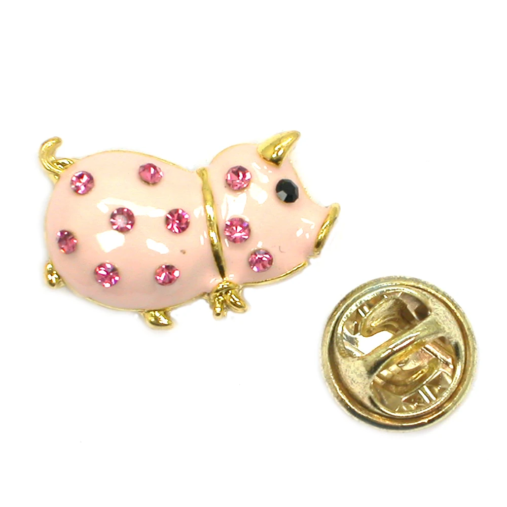

12pcs/lot Wholesale Fashion pin Rose Rhinestone Enameling small The pig Pins brooches Jewelry gift C102219