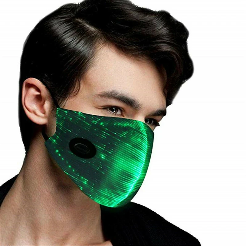 

Flashing Luminous LED Face Mask Dark Scarey Masks Black Half Mouth For Party KTV Masquerade Cosplay Costume Respirator Mask masq