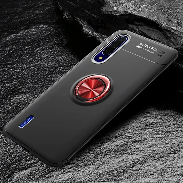 red black Xiaomi mi A3 Lite чехол, чехлы на магнитное кольцо, роскошный держатель кожуха, мягкий матовый Силиконовый чехол для телефона, чехол для Xiao mi A3 - Цвет: red black