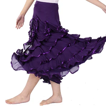 

Z Women Solid High Waist Sequins Polka Dot Modern Dance Skirt Ankle-Length Dance Big Swing Skirt Waltz Ballroom Dance Skirt