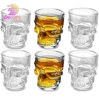 

Skull Face Heavy Base Whiskey Shot Glasses Set 0f 6 Party Home Beverage Drinkware For Brandy Liquor Bar Decor Jello Cups 2.5oz