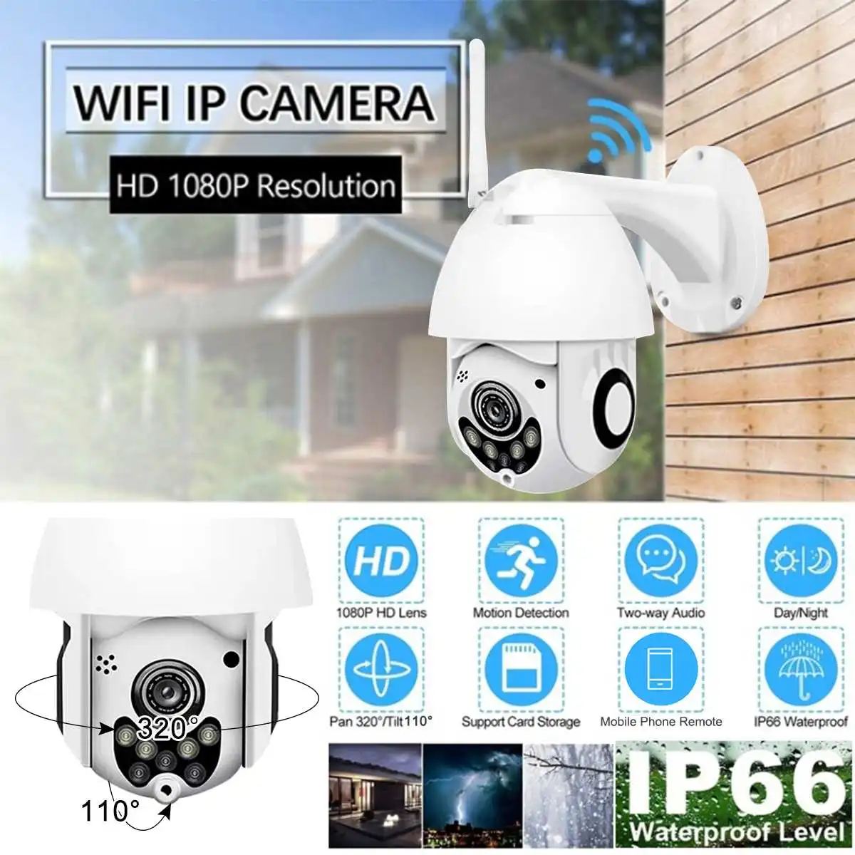 

2PCS 1080P 2MP Wireless Waterproof WIFI IP Security Camera Intercom Night Vision CCTV ONVIF Protocol For AP Hotspot IP Camera