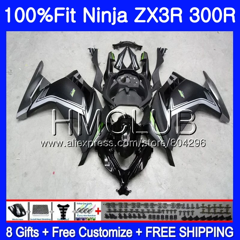 Инъекции для KAWASAKI NINJA матовый черный ZX3R EX 300 ZX 300R 2013 10JK. 12 EX300 ZX-3R ZX300R 13, 14, 15, 16 лет обтекатель