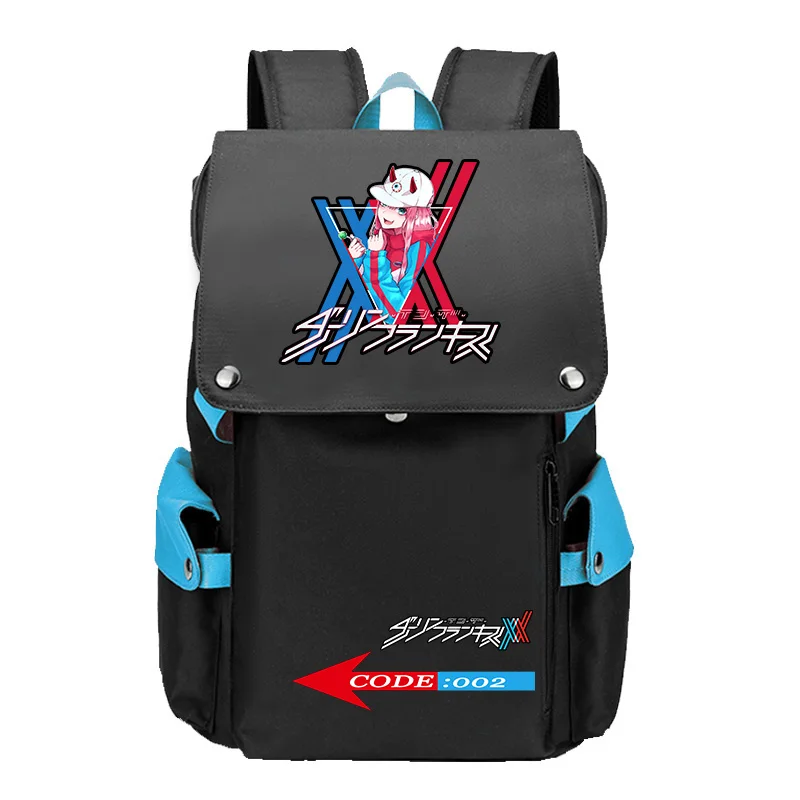 

DARLING in the FRANXX Large Girls School Bags ZERO TWO Anime Flag Bookbag Oxford Travel Backpack USB Charging Laptop Bagpack
