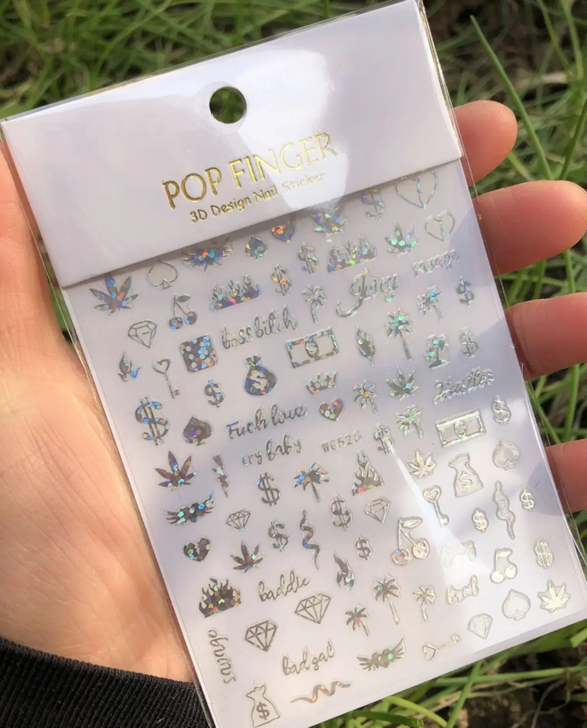 1PCS Multi-Color Laser Reflective Alphabet Nail Art Sticker Kit