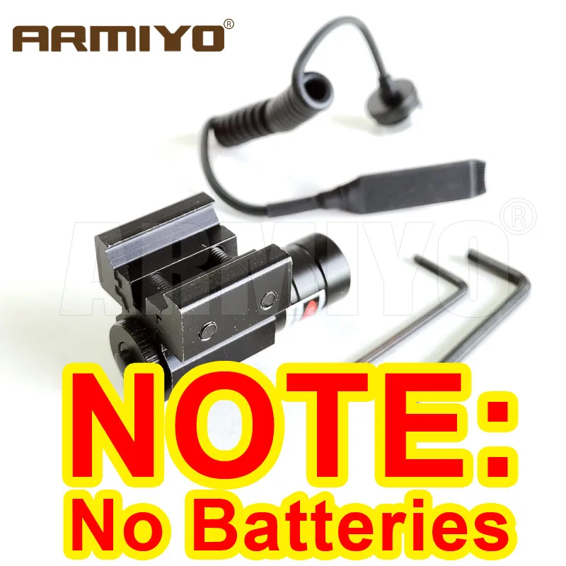 No Batteries Armiyo 5 мВт 532 нм тактический пистолет зеленый точечный Лазер прицел Регулируемый дистанционный переключатель прицел с 11 мм и 20 мм рейку крепление Охота - Цвет: No Batteries