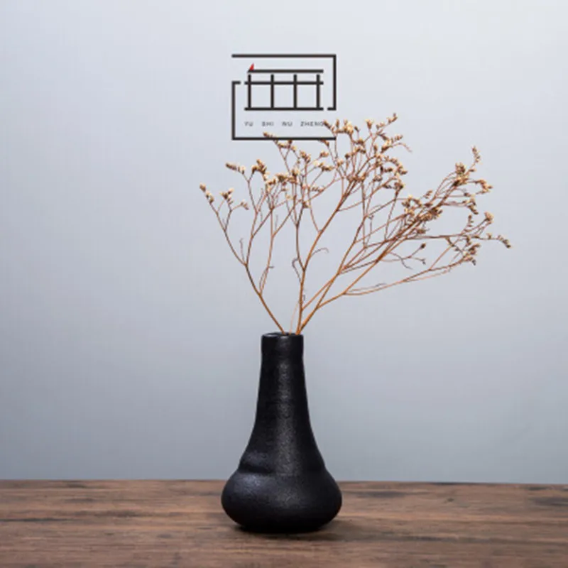 Hot Selling New Black Ceramic Flower Arrangement Small Vase Home Decoration Small Vase Tabletop Ornament Crafts 4