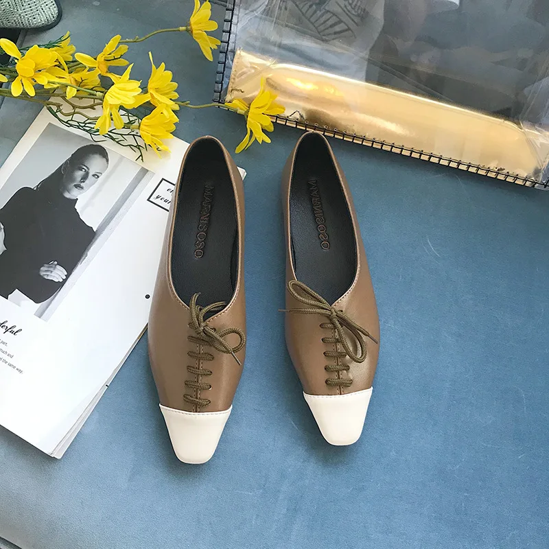 

2019 Autumn New Style Single Shoes Small Square Head Soft Leather INS-Style Flat Bandage Cloth Fairy Shoes Women's