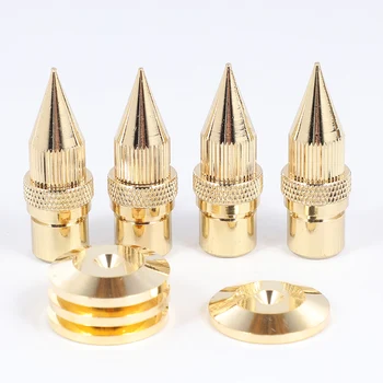 

4 Pairs Electroplating Foot Shock Absorption Isolation Stand Home Copper Base Pad Speaker Spike Set Floor Disc Solid Amplifier