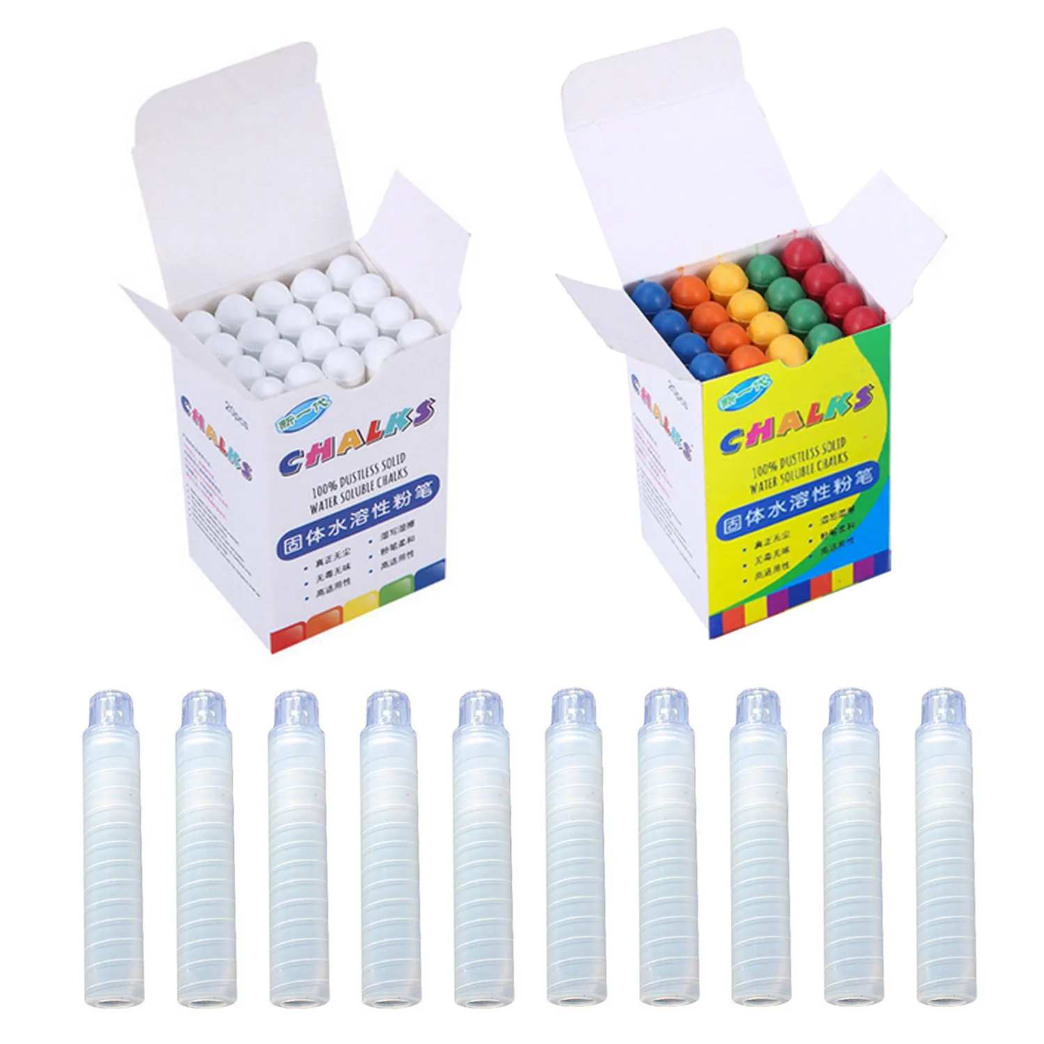 20 piezas tiza no tóxica lavable sin polvo con 10 Uds. Clips para sujetar tiza escuela Oficina pizarra herramienta de escritura