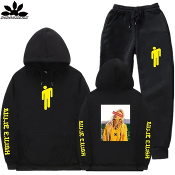 

2020 New Billie Eilish Tracksuit Men Hooded Men Casual Cotton Autumn Winter Warm Sweatshirts Tracksuit Women Men's Hip Hop Suit