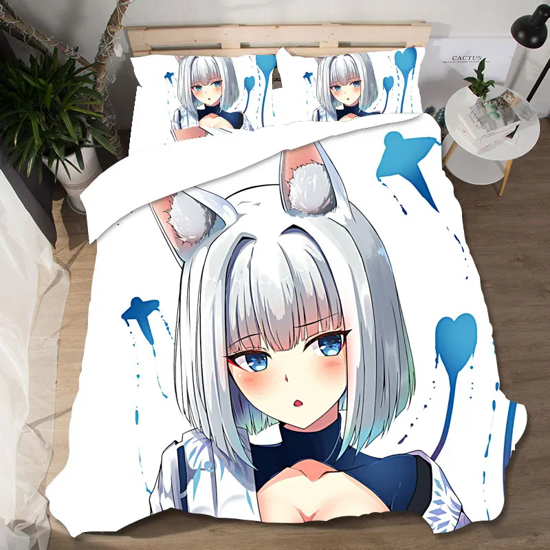 Anime Cartoon Girl Pattern Bedding Set Duvet Cover Beds Set Linens Pillowcases Bed Cover Set Single Queen King Size Home Textile