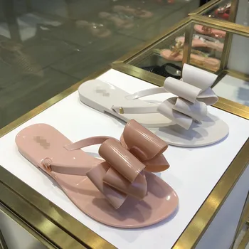 

2020 New Melissa Women Slippers Bow Slides Summer Beach Shoes Woman Slippers Adult Ladies Melissa Sandals