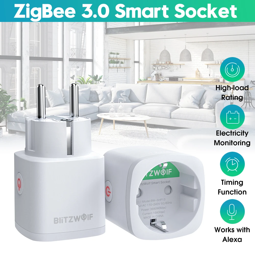 BlitzWolf EU штекер Zigbee умная розетка на выходе электрический монитор разетка Пульт