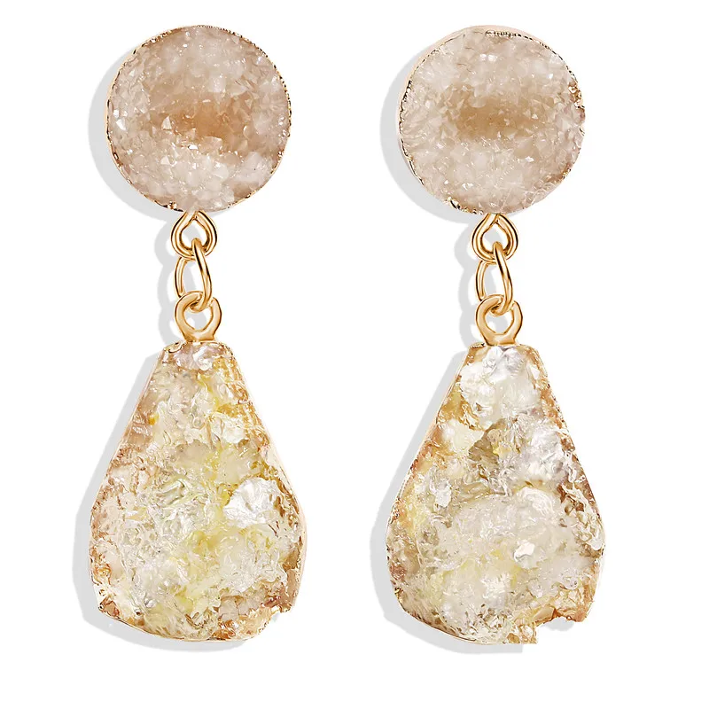 

17MILE 2019 Fashion Korean Resin Stone Long Drop Earrings For Women Girls Beautiful Gold Dangle Earring Jewelry Accessories Gift