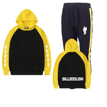 

Harajuku Autumn And Winter New Printed Track Suit Sports Hooded Men And Women Fitness Running Suit + Pants Casual Sportswear