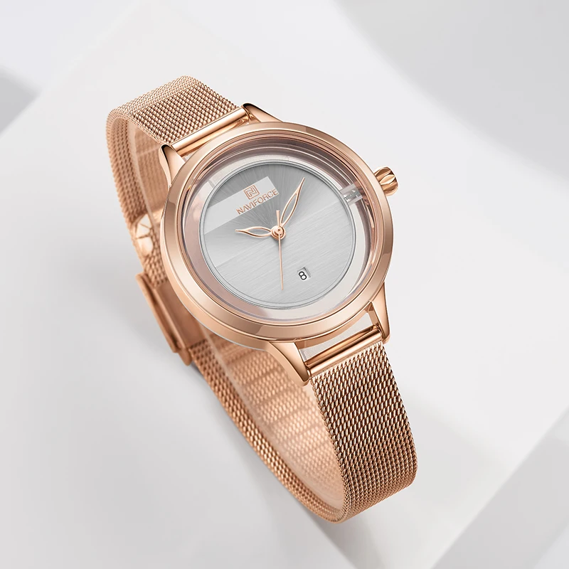 

NAVIFORCE Luxury Ladies Watches Fashion Simple Rose Gold Quartz Wristwatch Date 30M Waterproof Clock Gifts for Women Reloj Mujer