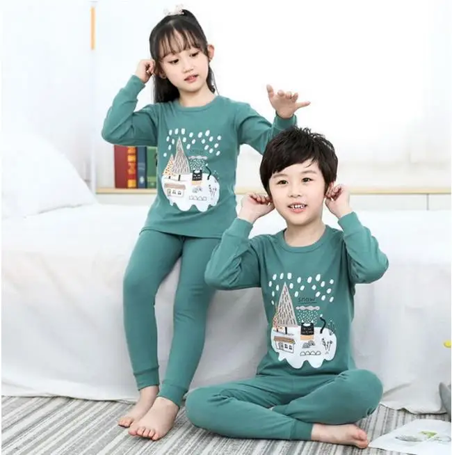 Детская одежда для сна; пижамы; зимние детские пижамы; комплекты одежды для маленьких мальчиков и девочек; пижама с длинными рукавами и рисунком; Infantil; детская одежда для сна - Цвет: style 2
