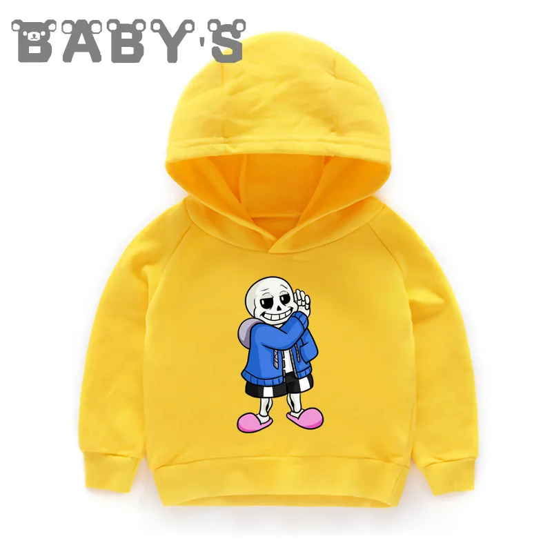 Детские толстовки с капюшоном Детские свитшоты с принтом «Undertale Sans Skull» пуловер для малышей топы для девочек и мальчиков, осенняя забавная одежда KMT2405