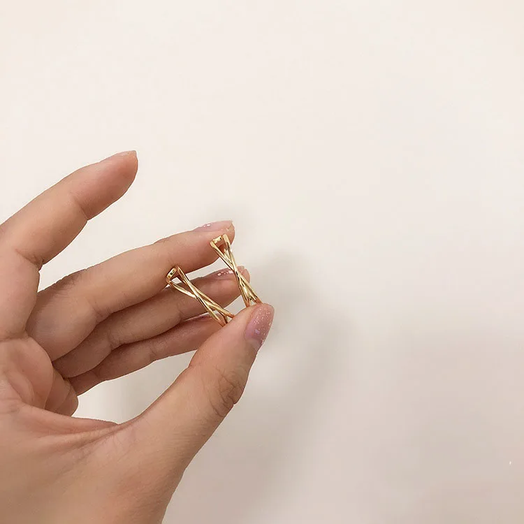 Новые модные серебряные золотые серьги с узлом корсс, серьги без пирсинга, минималистичные серьги-манжеты brinco