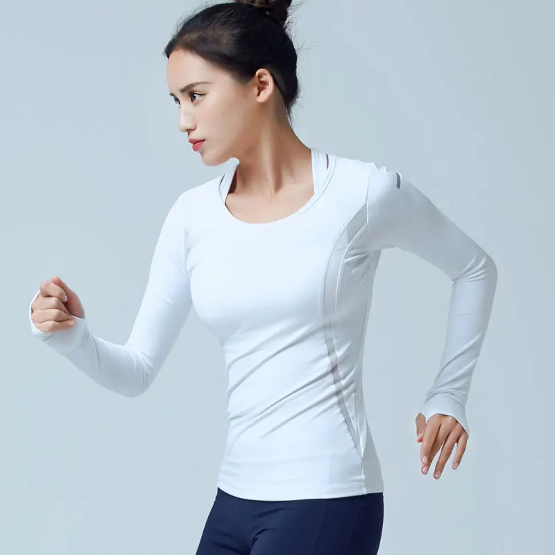 Professional Yoga Shirt Quick Drying Sport Shirt Women Running Suit Gym Women Sport Jerseys Fitness Shirt - Цвет: Белый