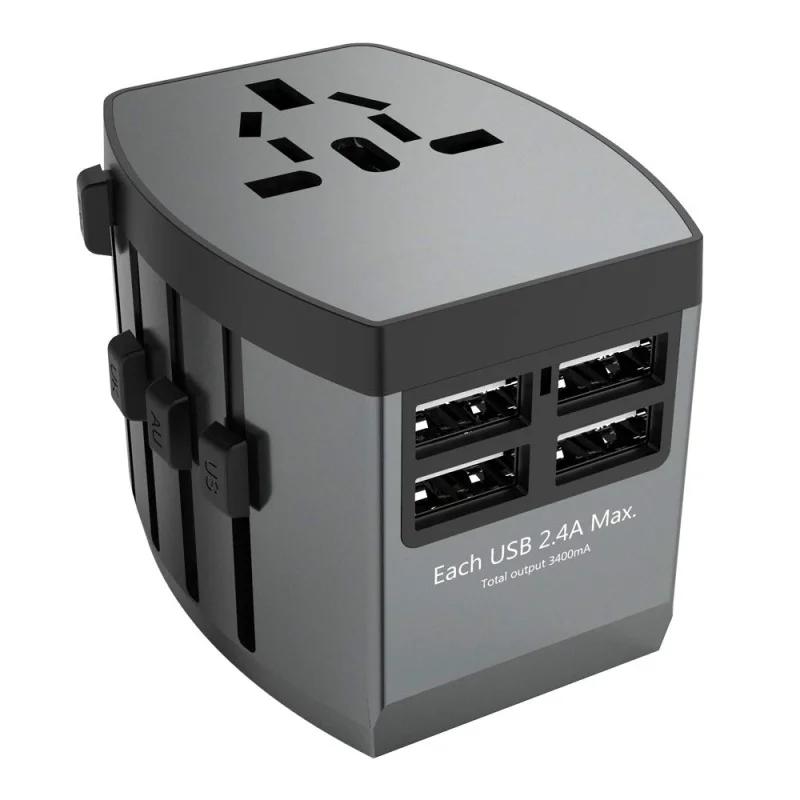 1 шт. универсальный международный адаптер для путешествий 5 в 3,4 а 4 usb-порта-универсальный сетевой адаптер для США/ЕС/Австралии/Великобритании
