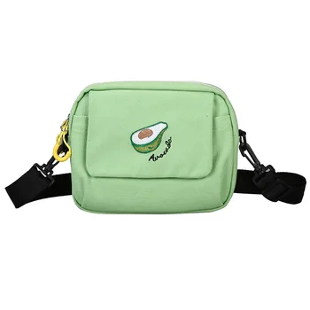 

Women Messenger Bags Woman Shoulder Bags Cartoon Fruit Design Crossbody Bags for Women 2019 Fashion Avocado Canvas Handbags Girl