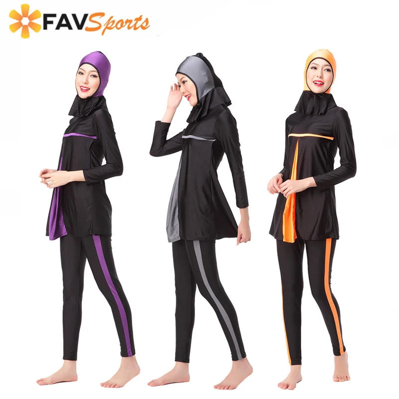 

2019 Women Plus Size Muslim Swimwear Hijab Muslimah Islamic Swimsuit Swim Surf Wear Sport Burkinis XS-3XL