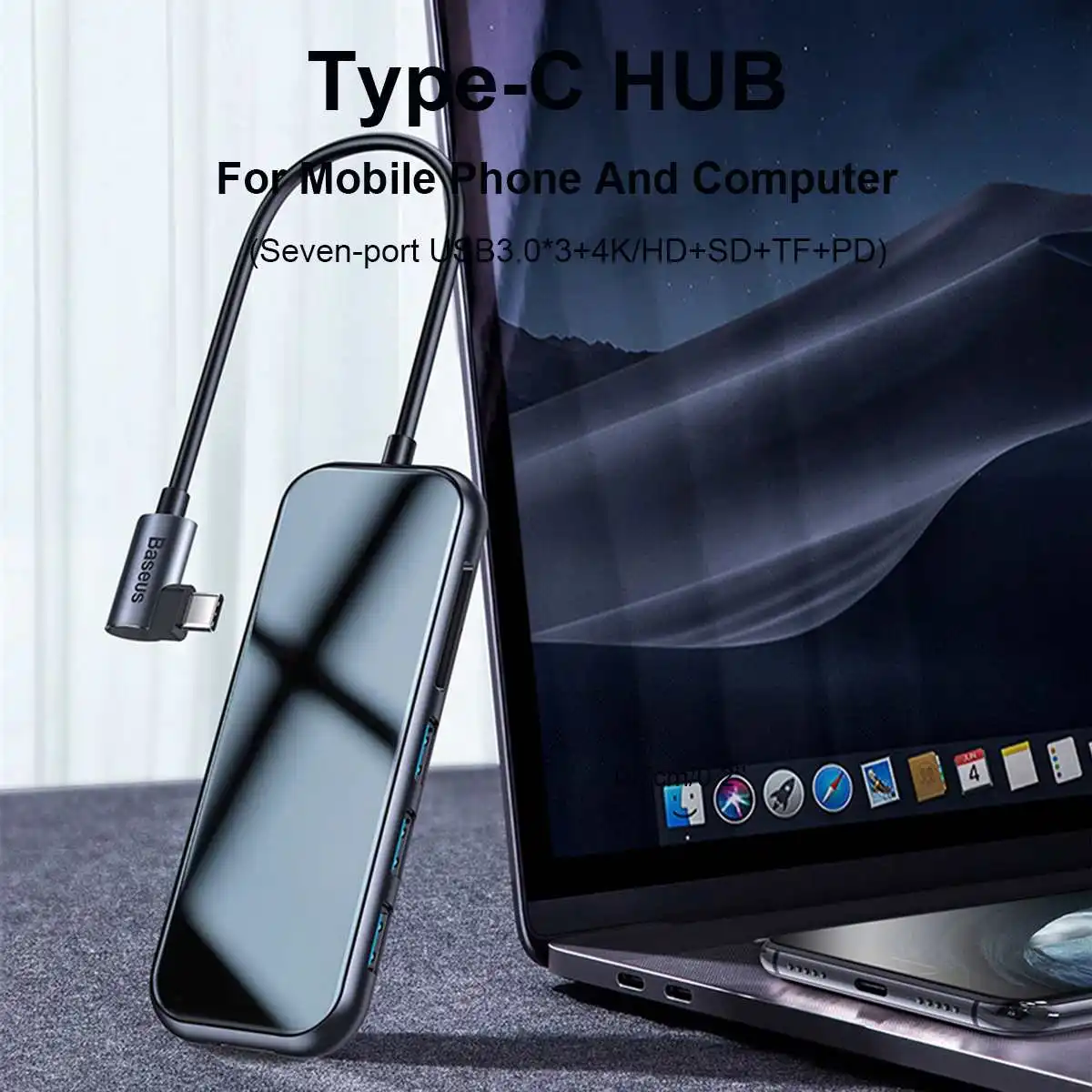 

Baseus USB C HUB to 3 Ports USB 3.0 HDMI HUB Adapter SD/TF Card Reader for MacBook Pro Air Multi Type C HUB USB-C HUB Splitter
