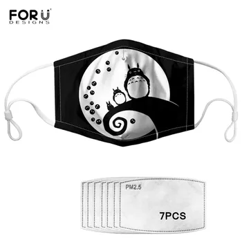 

FORUDESIGNS My Neighbor Totoro Print Women Men Face Masks Reusable Anti-dust Mask Kids Non-disposable Windproof Mouth Mask